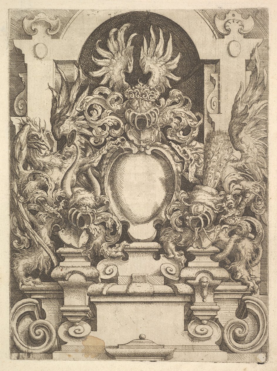 Cartouche terv, tányér a Dietterlin