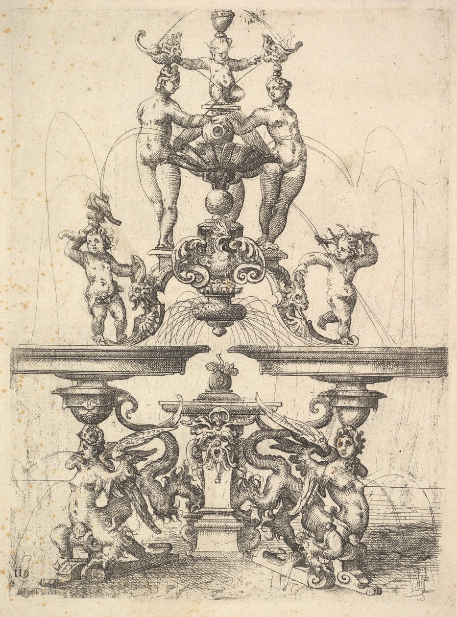 Szökőkút terve, 119-es tábla, Dietterlin Architectura, 1598. alkotó: Wendel Dietterlin the Elder