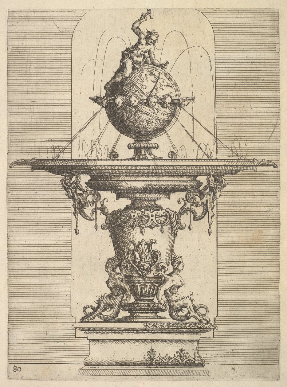 Szökőkút terve, 80-as tábla, Dietterlin Architettura, 1598. alkotó: Wendel Dietterlin the Elder