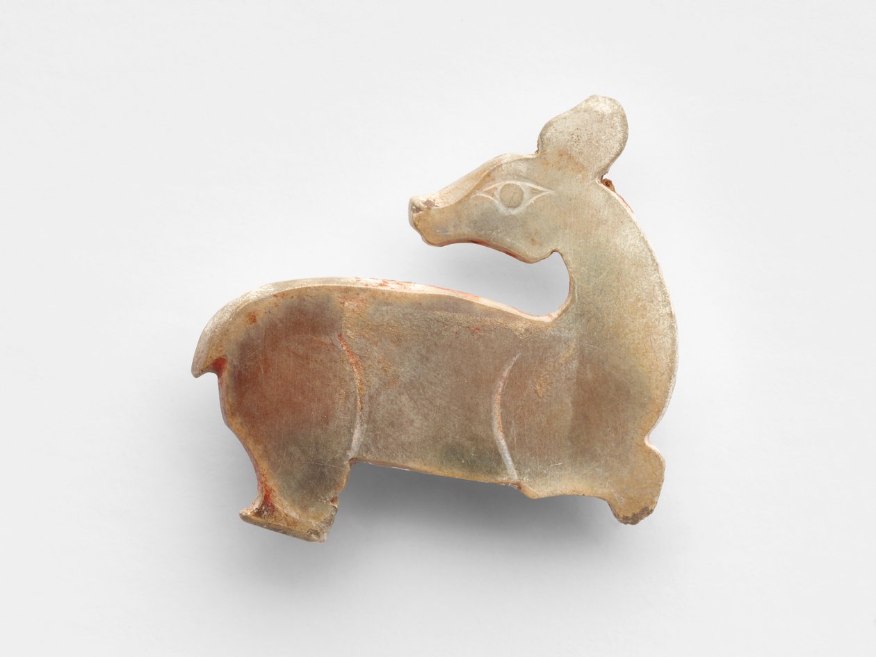 Medál szarvas formájú, Kr.e. 1050-kb.850 körül alkotó: Western Zhou Dynasty Chinese School