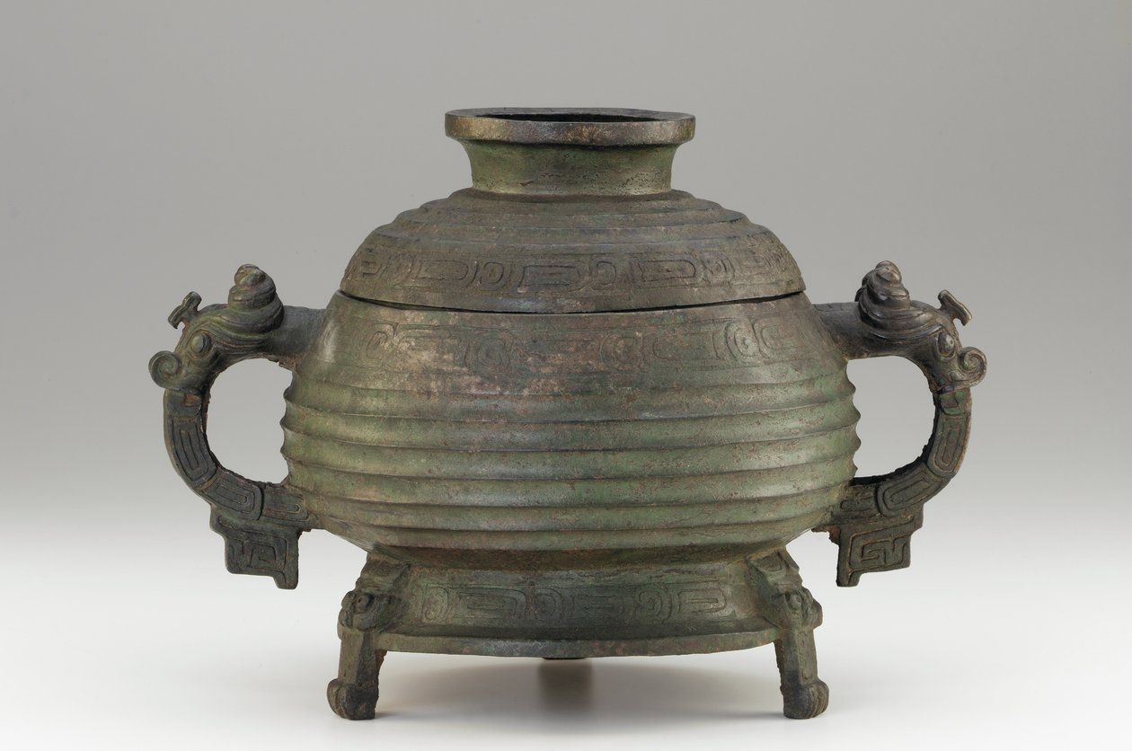 Edény (Kuei) és borítója, Kr.e. 9-8. század (bronz) alkotó: Western Zhou Dynasty Chinese School