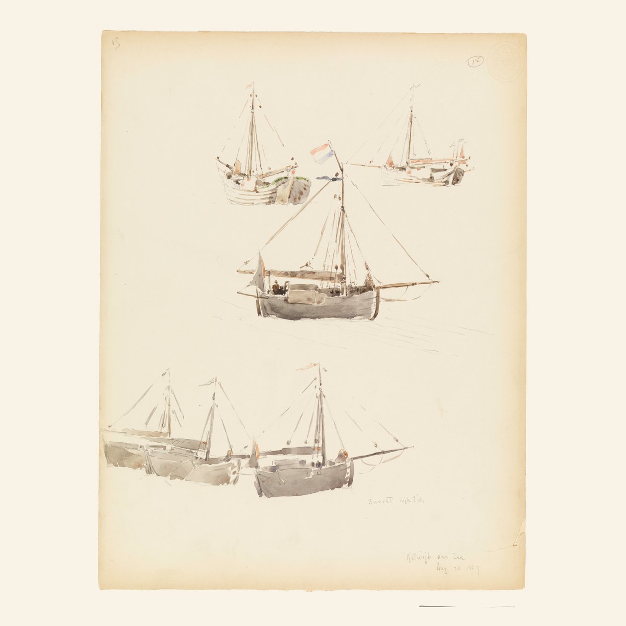 Rajz, holland uszályok, 1887. augusztus 20. alkotó: Whitney Warren Jr.