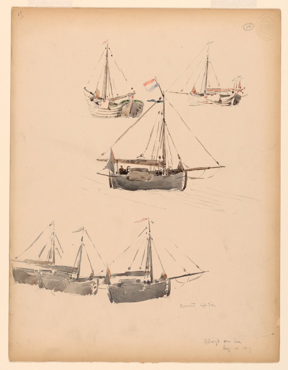 Rajz, holland uszályok, 1887. augusztus 20. alkotó: Whitney Warren Jr.