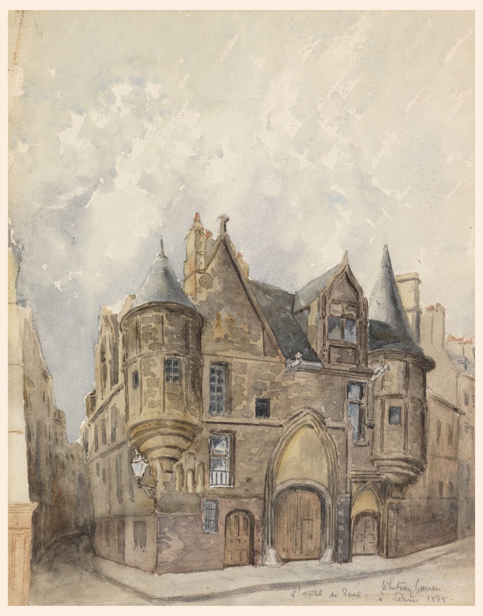 Rajz, Hotel de Sens, Párizs, 1888 alkotó: Whitney Warren Jr.