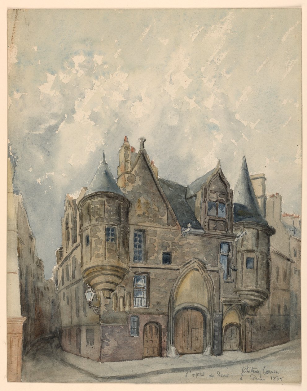 Rajz, Hotel de Sens, Párizs, 1888 alkotó: Whitney Warren Jr.