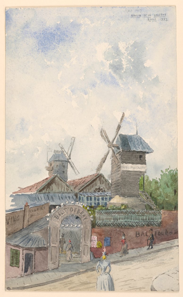 Rajz, Moulin de la Galette, Párizs, 1887. április alkotó: Whitney Warren Jr.