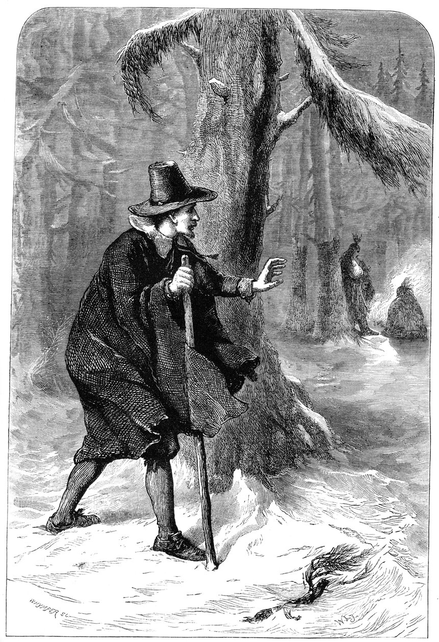 Roger Williams az erdőben, Amerika, 1630-as évek, 1880 alkotó: Whymper