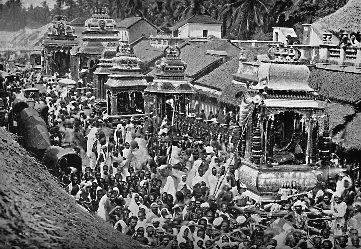 Hindu vallási körmenet, Madras, 1902 alkotó: Wiele and Klein