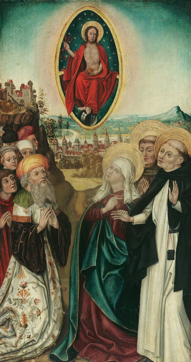 látomása st Krisztus Domonkos a három lándzsával alkotó: Wiener Maler (Umkreis Meister des Schottenaltars)