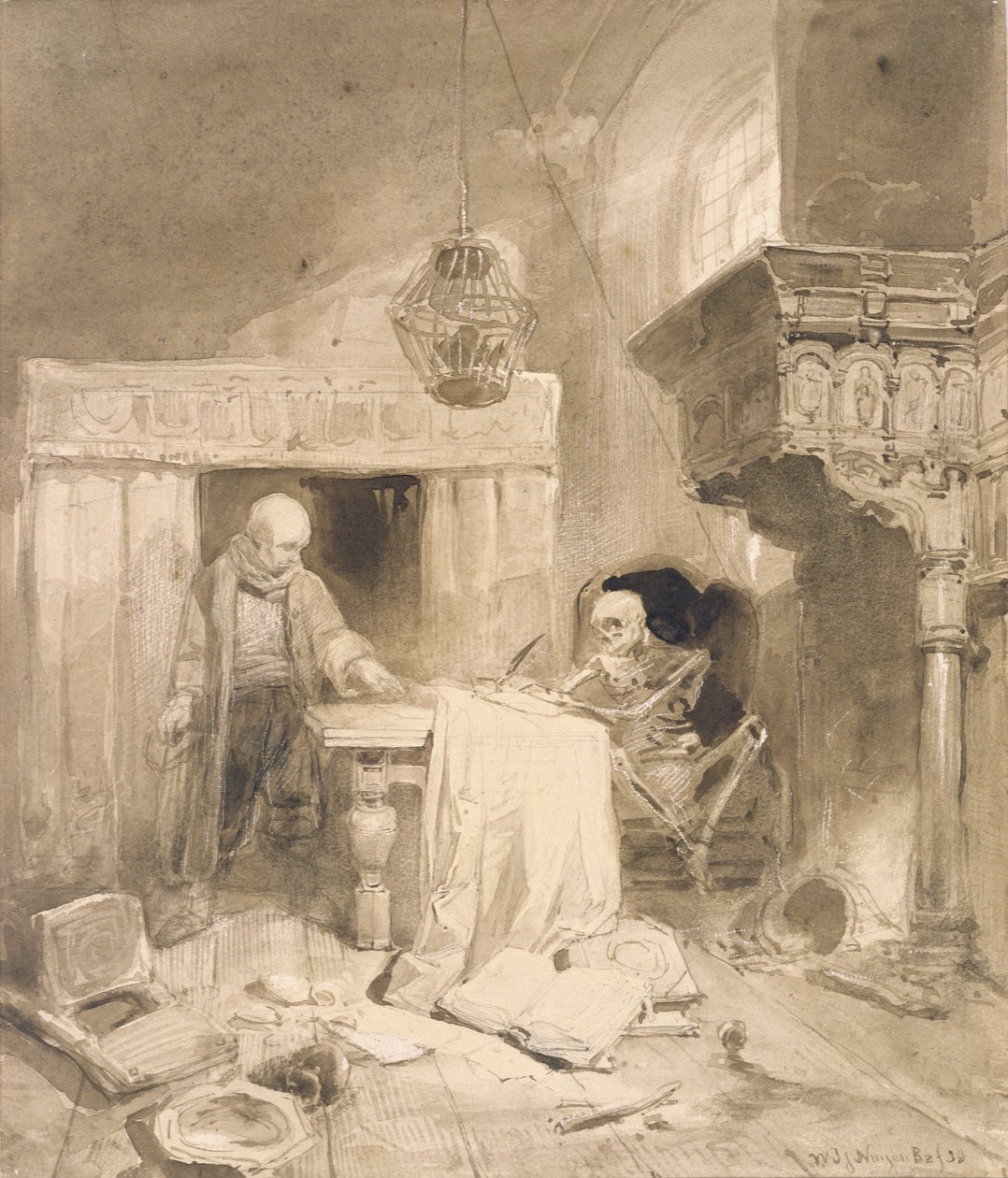 Philemon, 1838 (szépia és mosás) alkotó: Wijnand Joseph Nuyen
