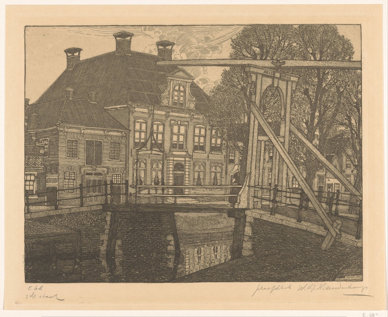Aris híd és külső kikötő Edamban The Mansion (eredeti cím) alkotó: Wijnand Otto Jan Nieuwenkamp (signed by artist)