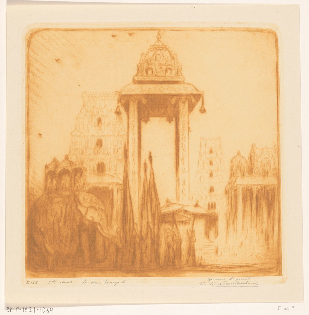 Egy templom belső udvara Brit-Indiában A templomban (eredeti cím) alkotó: Wijnand Otto Jan Nieuwenkamp (signed by artist)