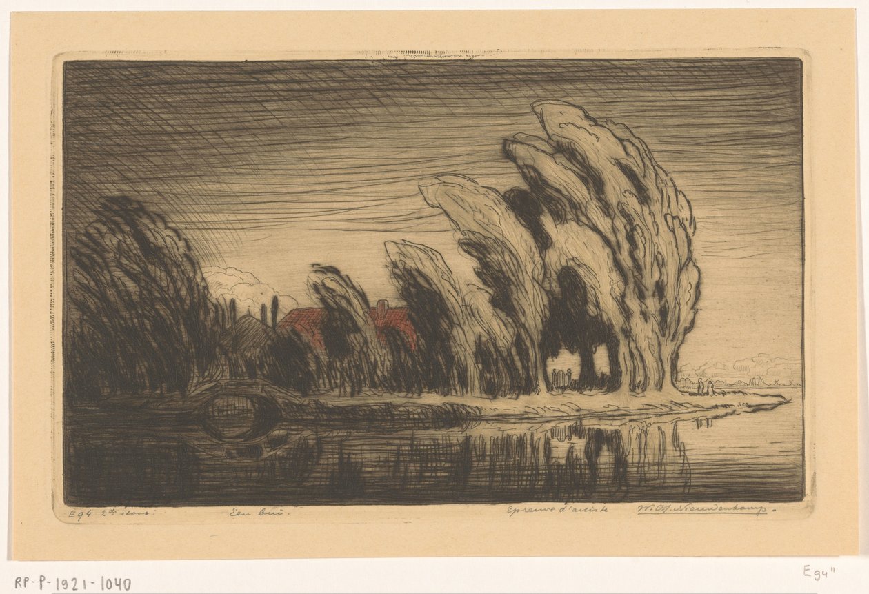 Farm a vízen a viharban A Storm (eredeti cím) alkotó: Wijnand Otto Jan Nieuwenkamp (signed by artist)