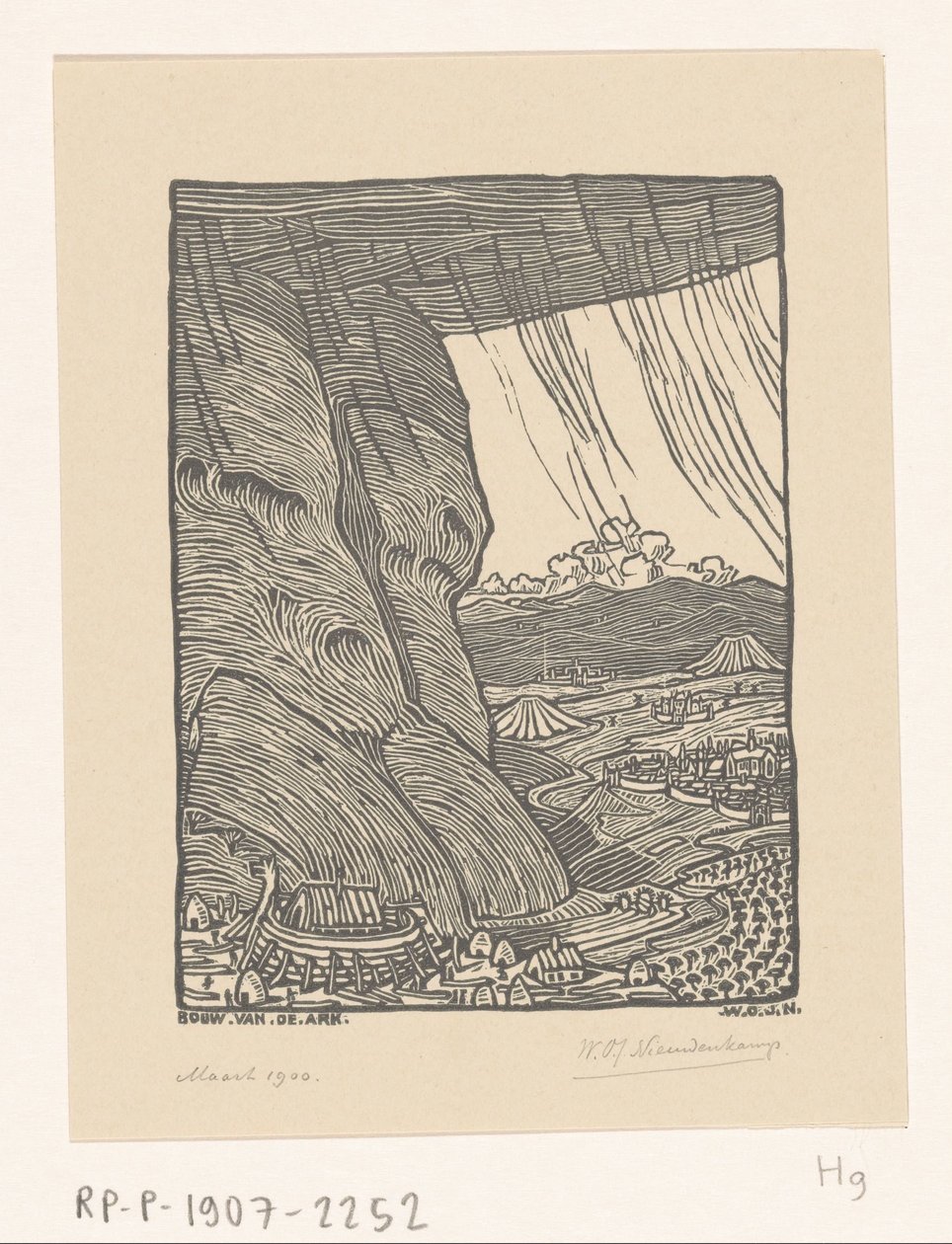 Noé bárkájának építése A bárka építése (eredeti cím) alkotó: Wijnand Otto Jan Nieuwenkamp (signed by artist)