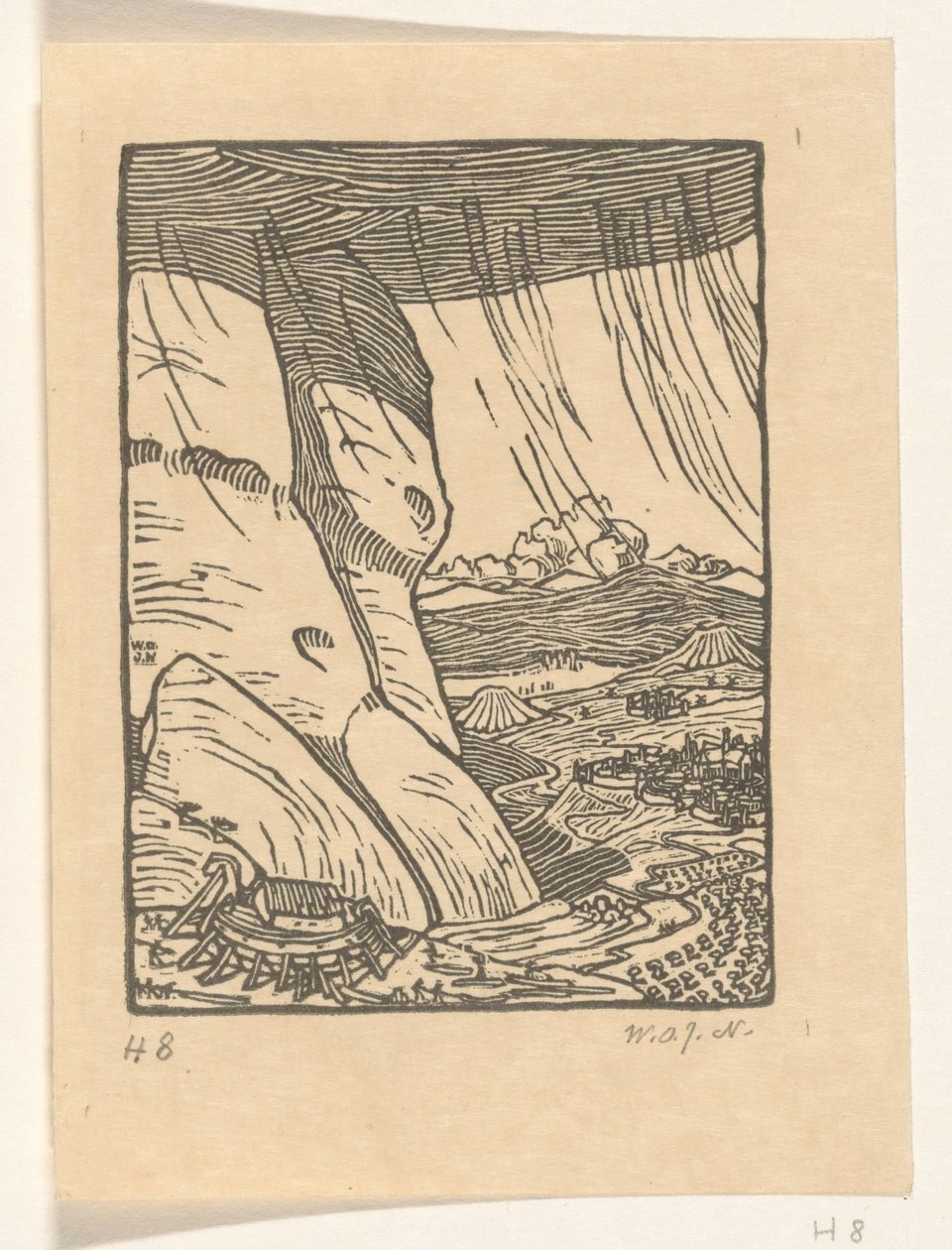 Noé bárkájának építése A bárka építése (eredeti cím) alkotó: Wijnand Otto Jan Nieuwenkamp (signed by artist)