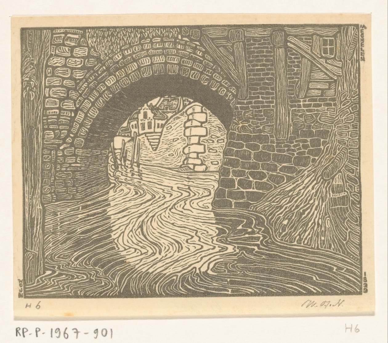 Híd Mechelenben (eredeti cím) alkotó: Wijnand Otto Jan Nieuwenkamp (signed by artist)