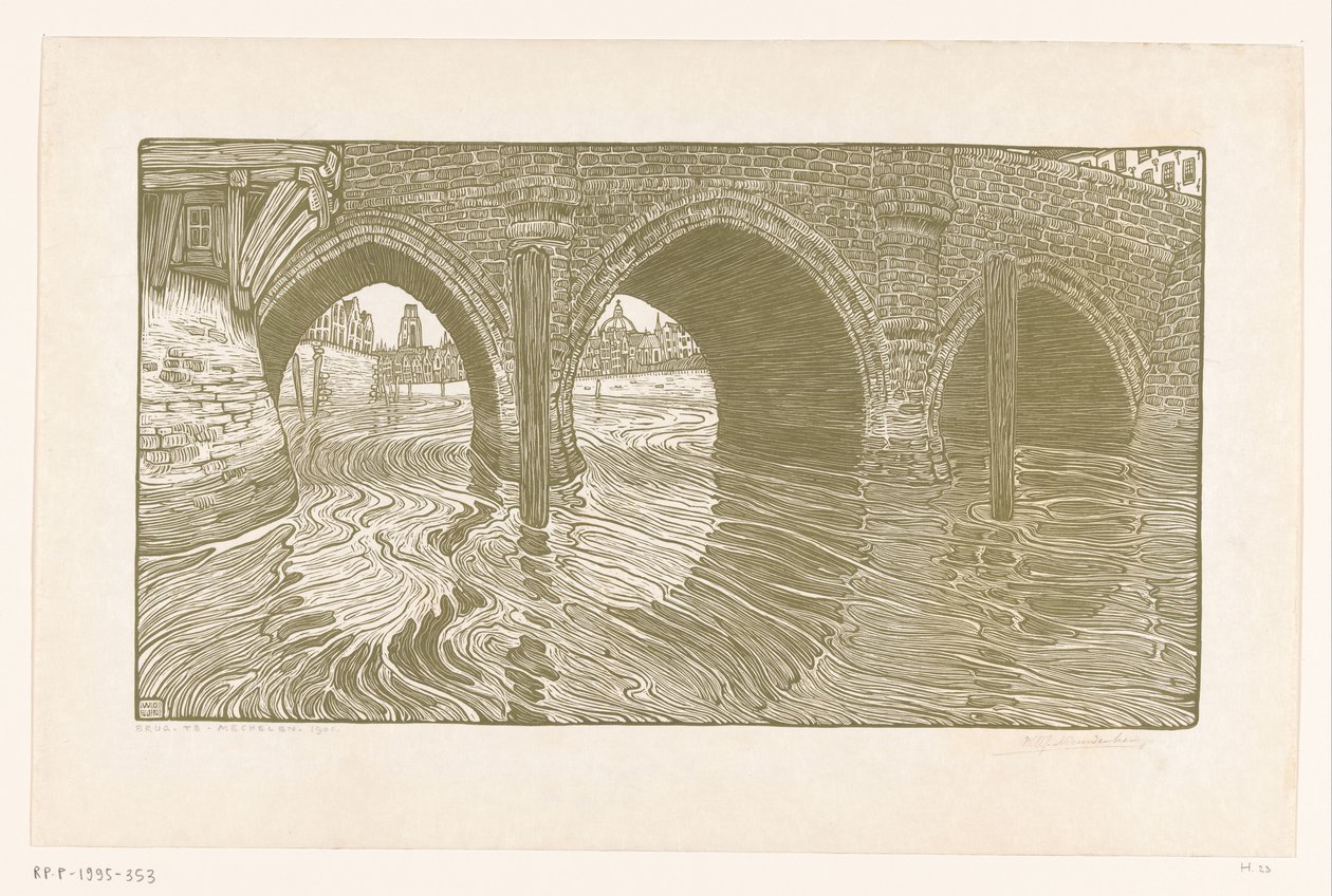 Híd Mechelenben (eredeti cím) alkotó: Wijnand Otto Jan Nieuwenkamp (signed by artist)