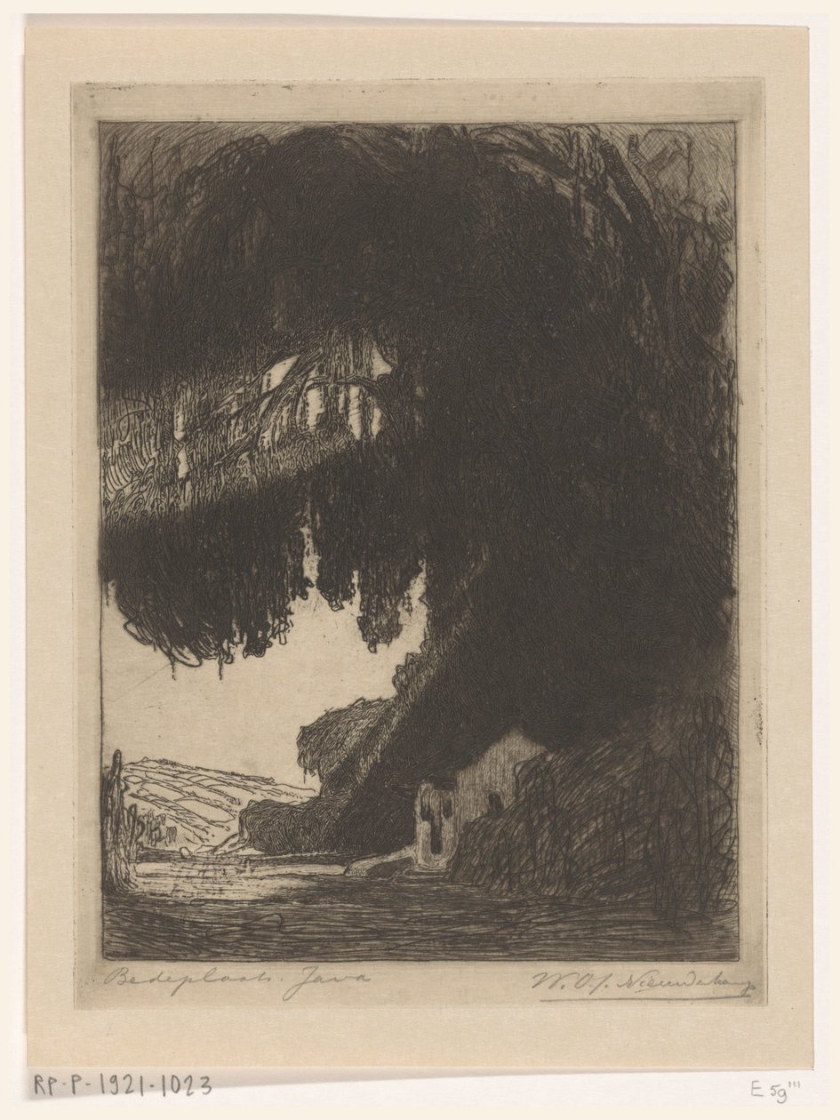 Kínai kápolna Semarang közelében, Jáván Istentiszteleti hely (eredeti cím) alkotó: Wijnand Otto Jan Nieuwenkamp (signed by artist)