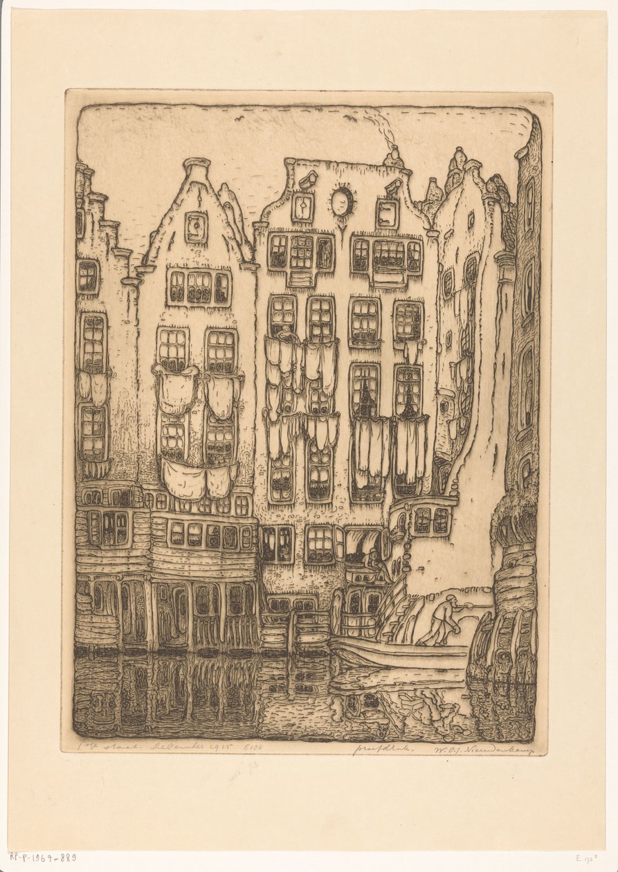 Csatornaházak a Sint-Olofssteegen Amszterdamban Amszterdam (eredeti cím) alkotó: Wijnand Otto Jan Nieuwenkamp (signed by artist)