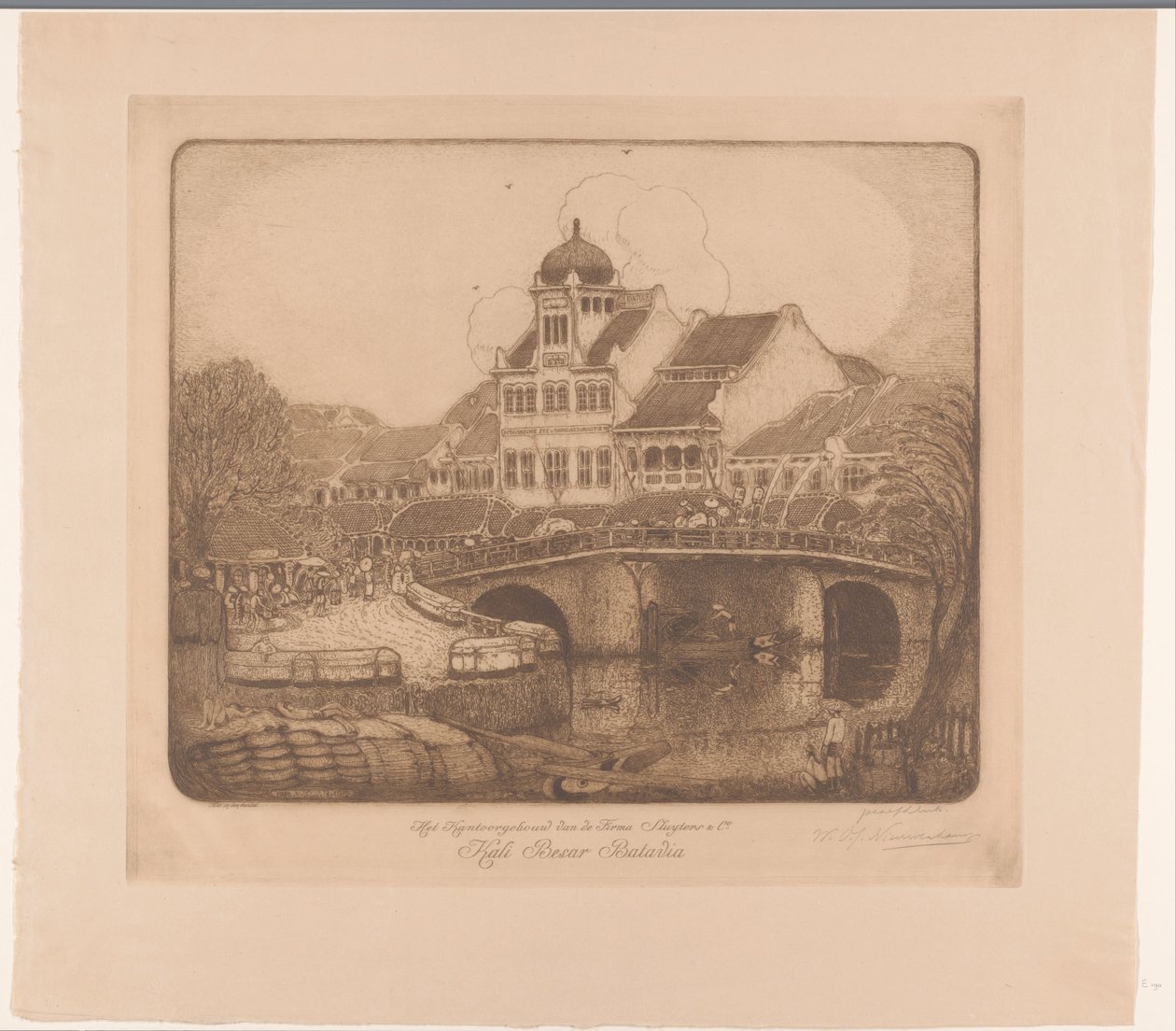 A Firma Sluyters & Co. irodaháza. Kali Besar Batavia (eredeti cím a tárgyon) alkotó: Wijnand Otto Jan Nieuwenkamp (signed by artist)