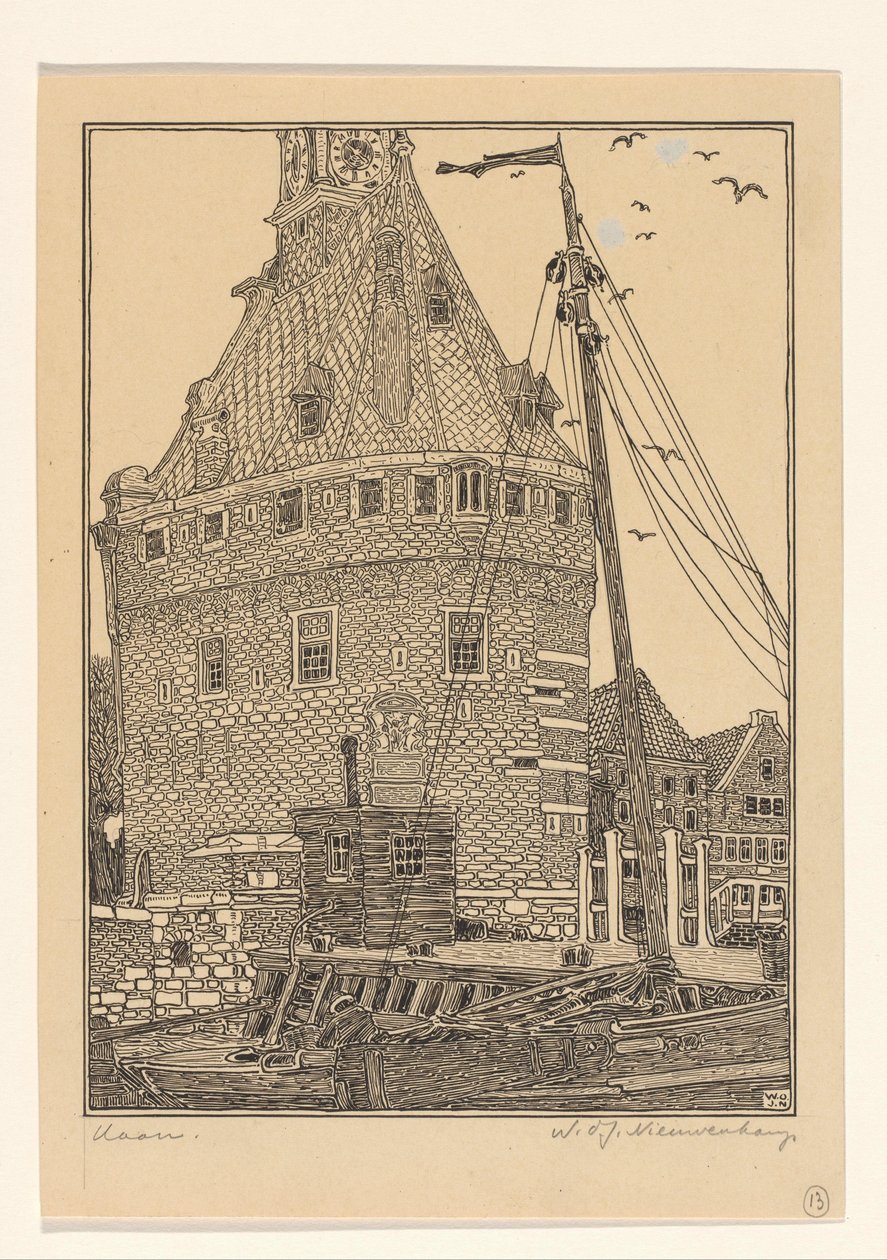 Fő torony Hoornban alkotó: Wijnand Otto Jan Nieuwenkamp (signed by artist)