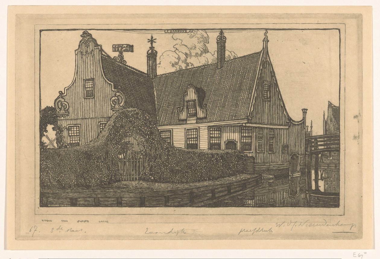 Faház a vízen Zaandijkban Ház Zaandijkban (eredeti cím) alkotó: Wijnand Otto Jan Nieuwenkamp (signed by artist)