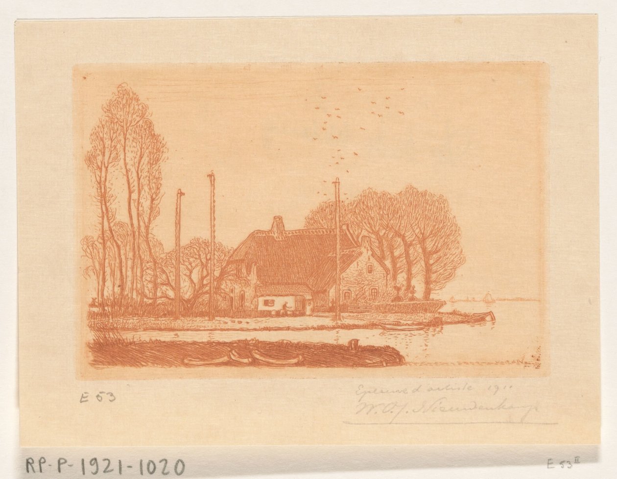 Ház a vízen Oude Weteringben De Oude Wetering (eredeti cím) alkotó: Wijnand Otto Jan Nieuwenkamp (signed by artist)