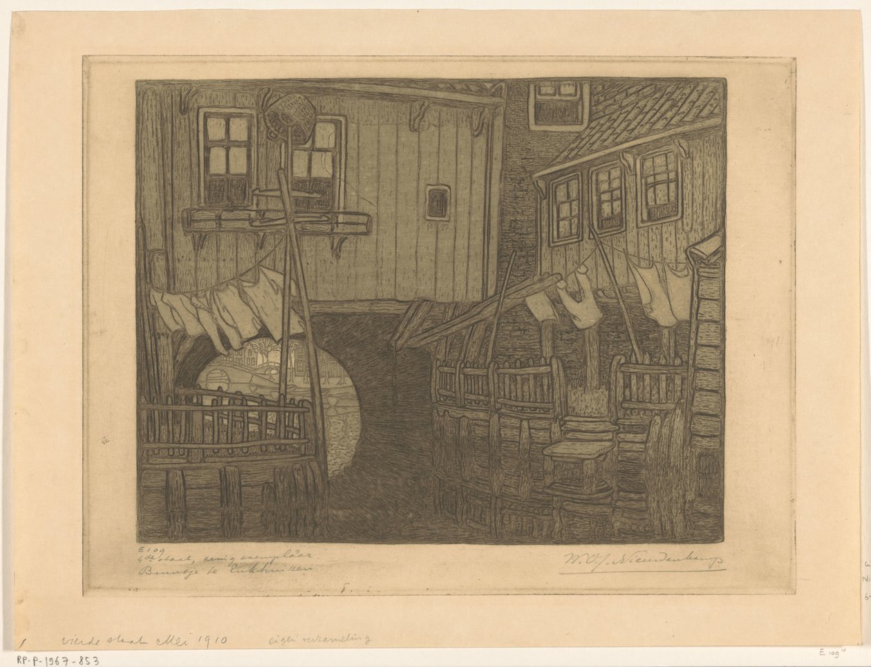 Házak Enkhuizen kikötőjében Enkhuizen környéke (eredeti cím) alkotó: Wijnand Otto Jan Nieuwenkamp (signed by artist)