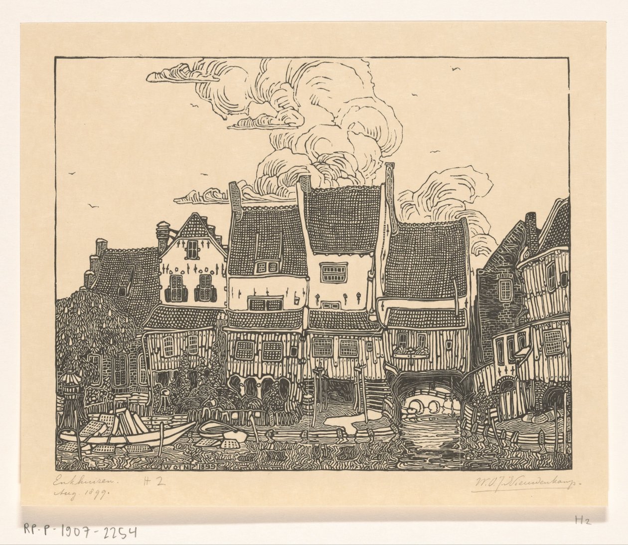 Házak Enkhuizen kikötőjében Enkhuizen kikötője (eredeti cím) alkotó: Wijnand Otto Jan Nieuwenkamp (signed by artist)