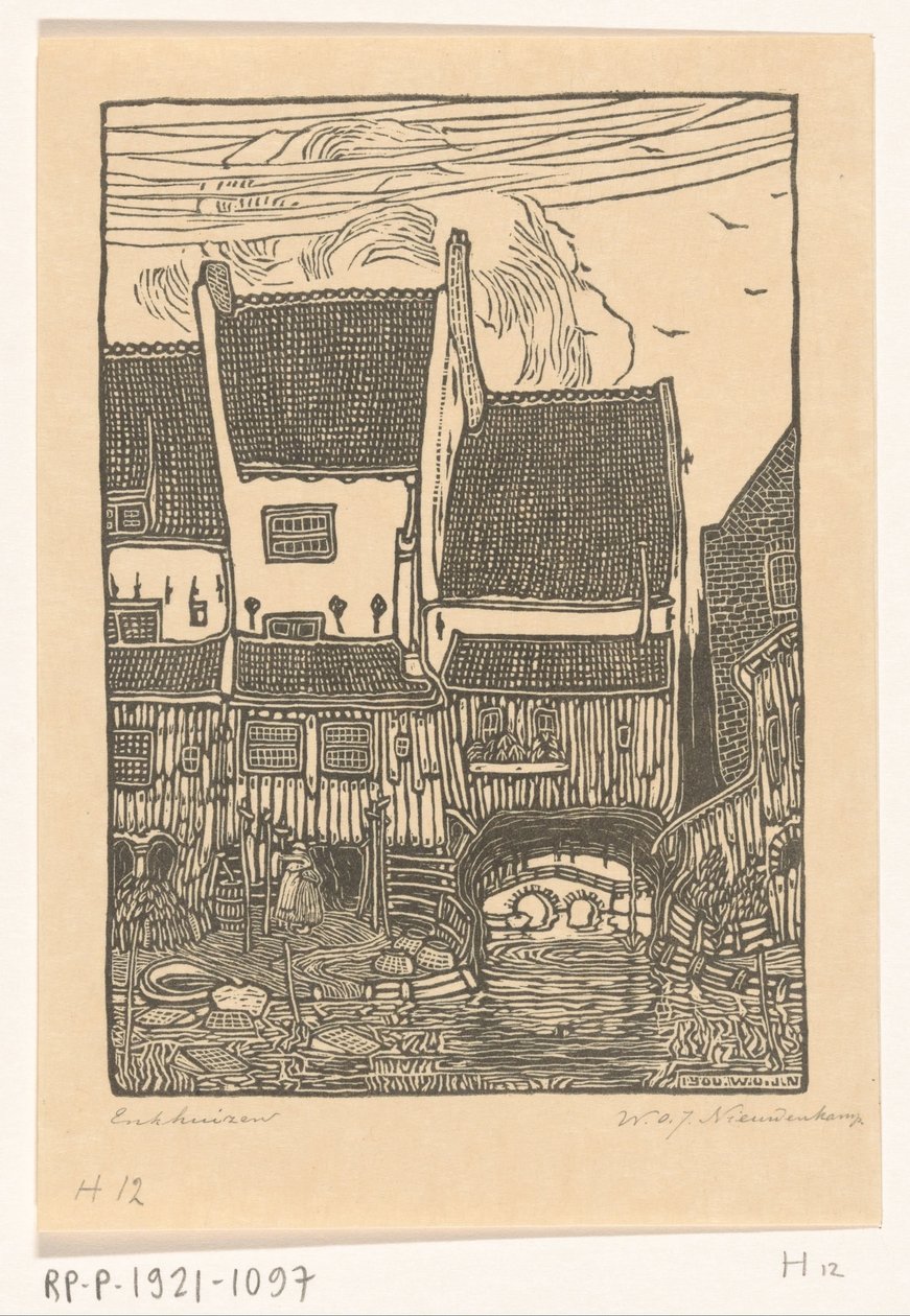Házak Enkhuizen kikötőjében Régi házak, Enkhuizen (eredeti cím) alkotó: Wijnand Otto Jan Nieuwenkamp (signed by artist)