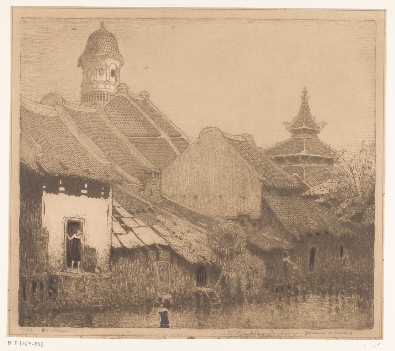 Házak a vízen Semarangban A kampongban, Semarang (eredeti cím) alkotó: Wijnand Otto Jan Nieuwenkamp (signed by artist)