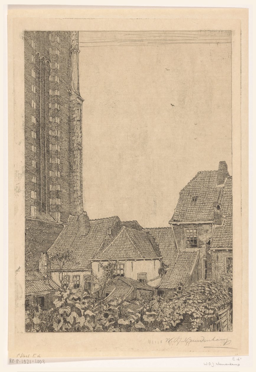 Házak az Onze-Lieve-Vrouwetoren közelében Amersfoortban A torony lábánál (eredeti cím) alkotó: Wijnand Otto Jan Nieuwenkamp (signed by artist)