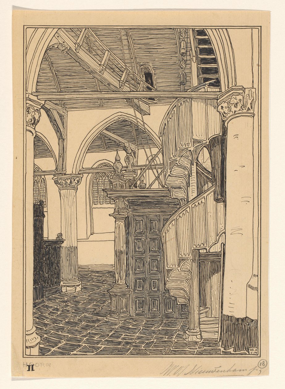 A hoorni Noorderkerk belseje alkotó: Wijnand Otto Jan Nieuwenkamp (signed by artist)