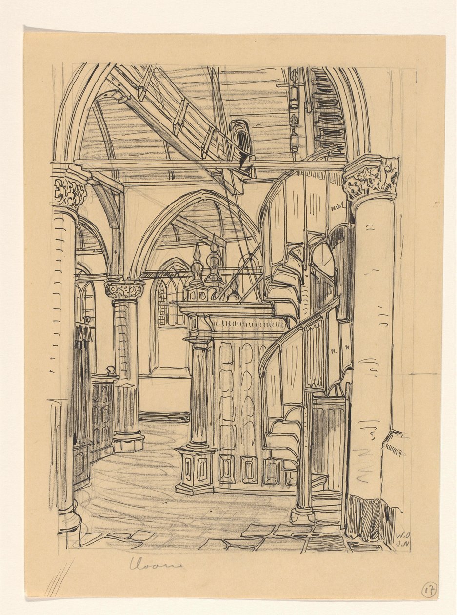 A hoorni Noorderkerk belseje alkotó: Wijnand Otto Jan Nieuwenkamp (signed by artist)