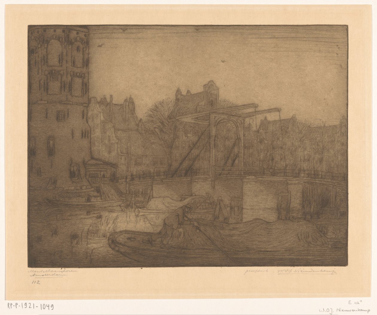 Montelbaanstoren, Amszterdam (eredeti cím) alkotó: Wijnand Otto Jan Nieuwenkamp (signed by artist)