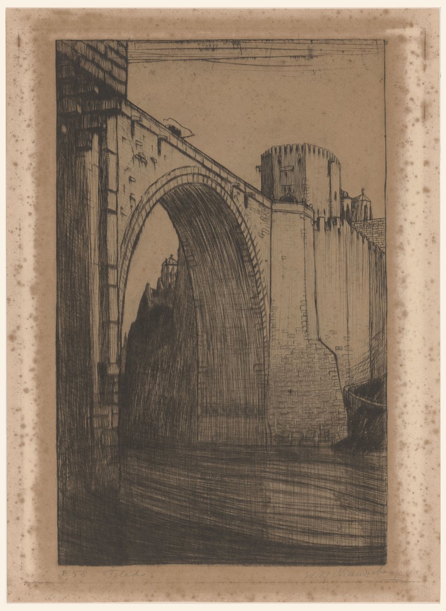 Alcantara híd Taag felett Toledóban Toledo, de oude brug (eredeti cím) alkotó: Wijnand Otto Jan Nieuwenkamp (signed by artist)