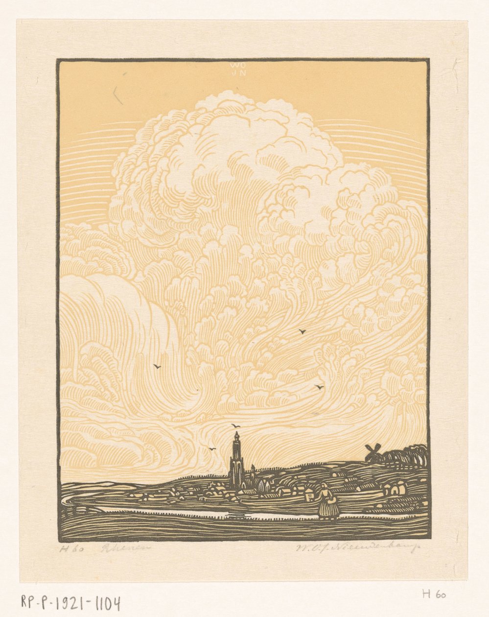 Rhenen (eredeti cím a tárgyon) alkotó: Wijnand Otto Jan Nieuwenkamp (signed by artist)
