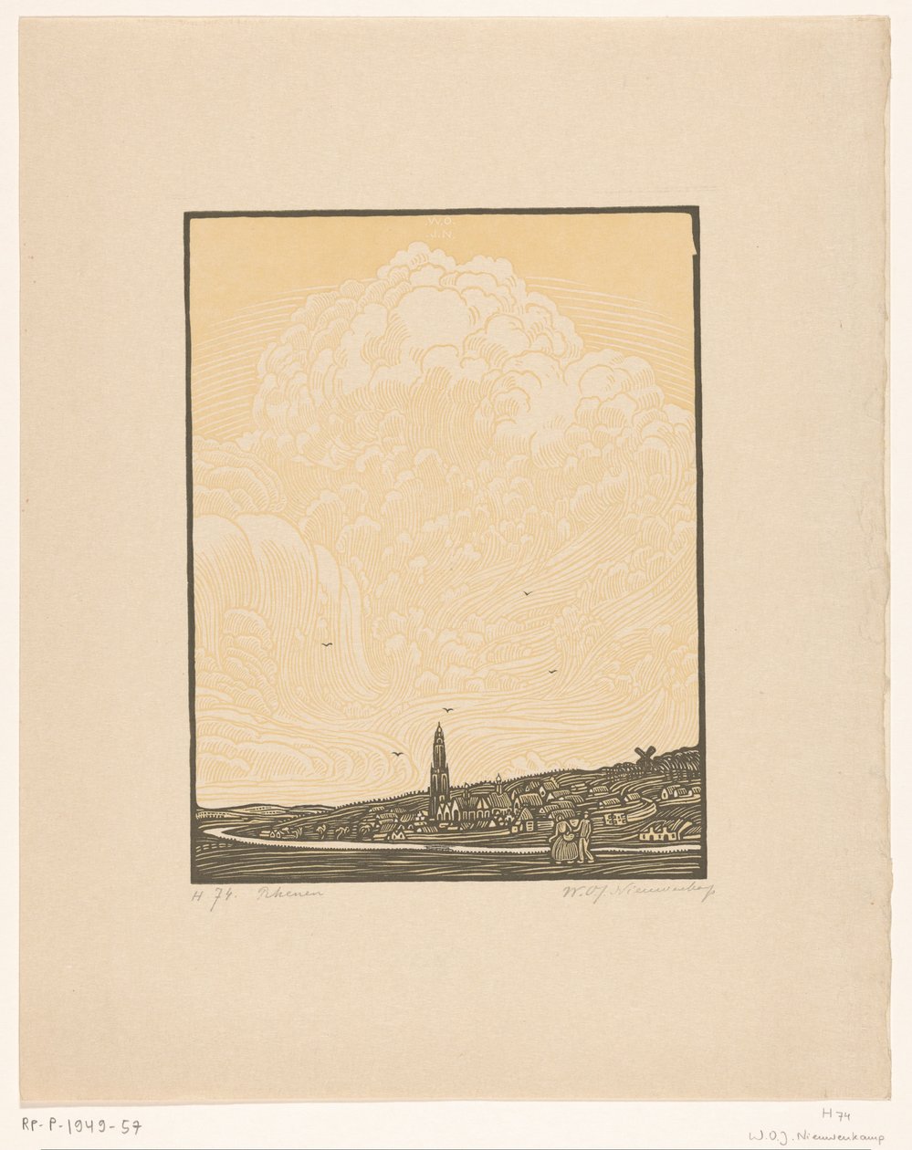 Rhenen (eredeti cím a tárgyon) alkotó: Wijnand Otto Jan Nieuwenkamp (signed by artist)