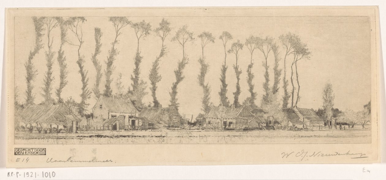 Fasor a Haarlemmermeer házak mögött A Haarlemmermeerben (eredeti cím) alkotó: Wijnand Otto Jan Nieuwenkamp (signed by artist)