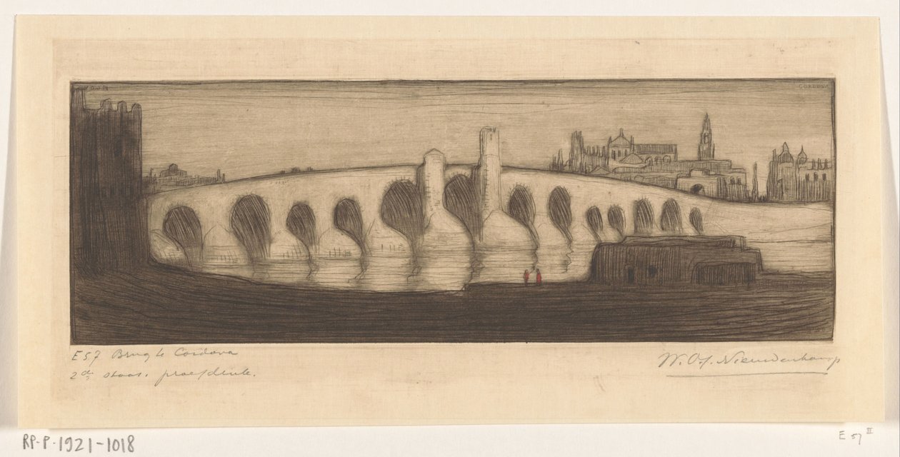 Romeinse brug Guadalquivir felett Cordobában Brug te Cordova (eredeti cím) alkotó: Wijnand Otto Jan Nieuwenkamp (signed by artist)