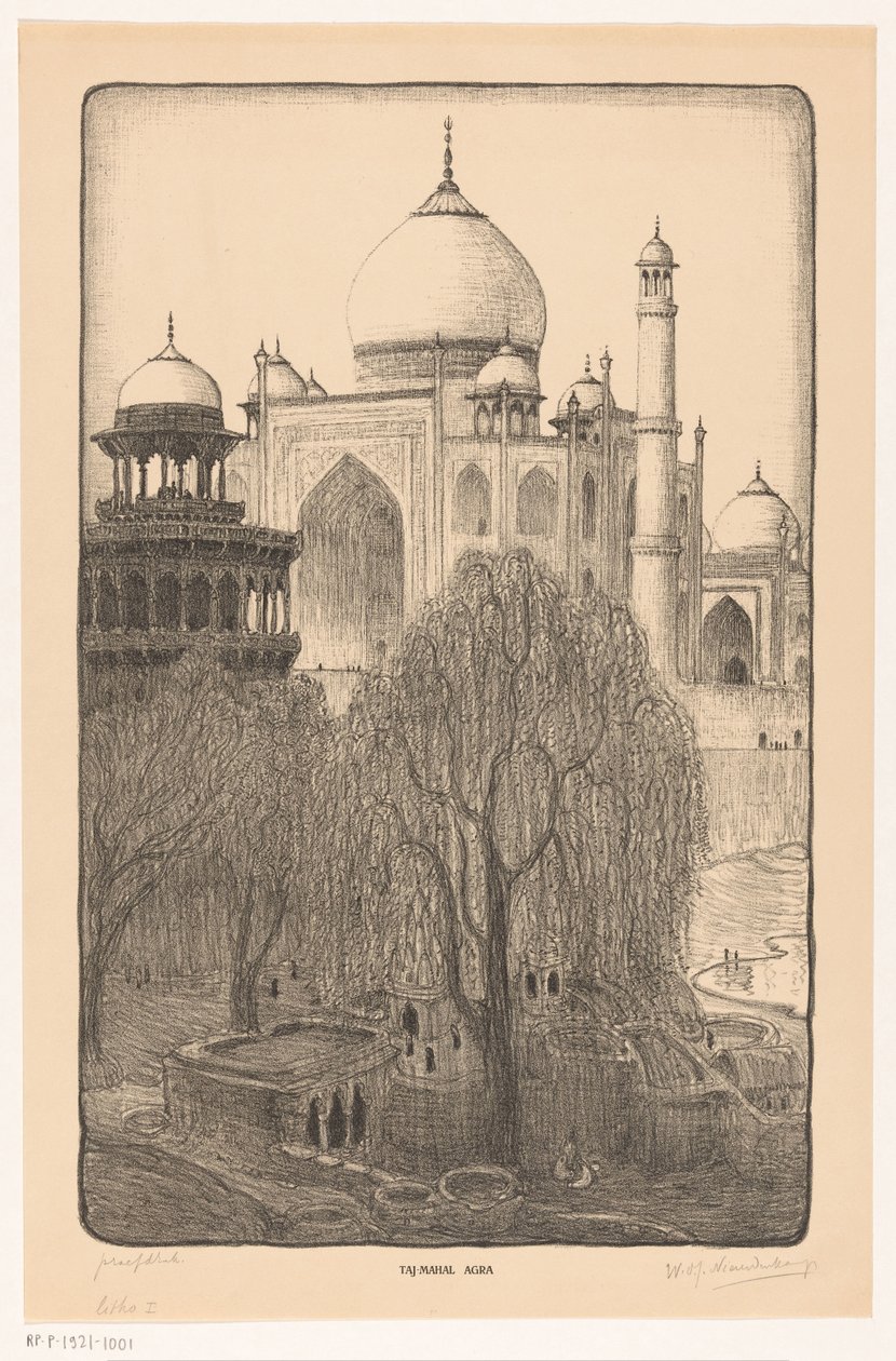 Taj Mahal, Agra (eredeti cím a tárgyon) alkotó: Wijnand Otto Jan Nieuwenkamp (signed by artist)