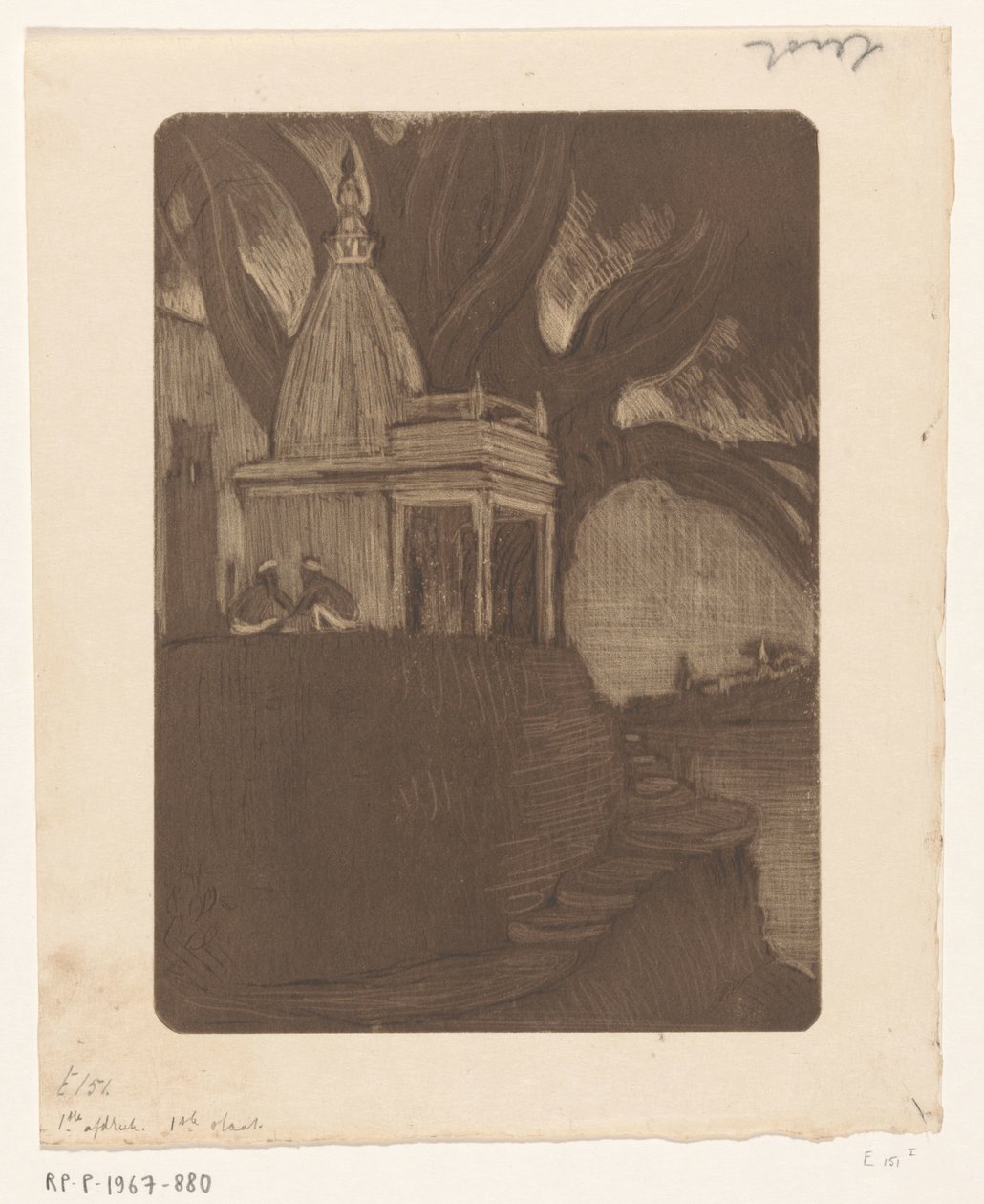 Templom Benaresben éjjel Sunset, Benares (eredeti cím) alkotó: Wijnand Otto Jan Nieuwenkamp