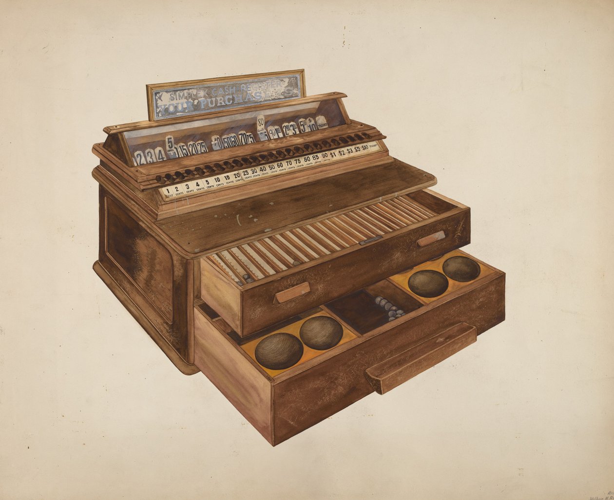 Fa pénztárgép, c. 1942. alkotó: Wilbur M Rice