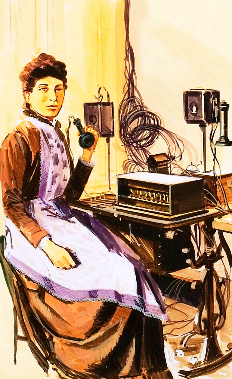 A croydoni telefonközpont 1884-ben alkotó: Wilf (20th century) Hardy