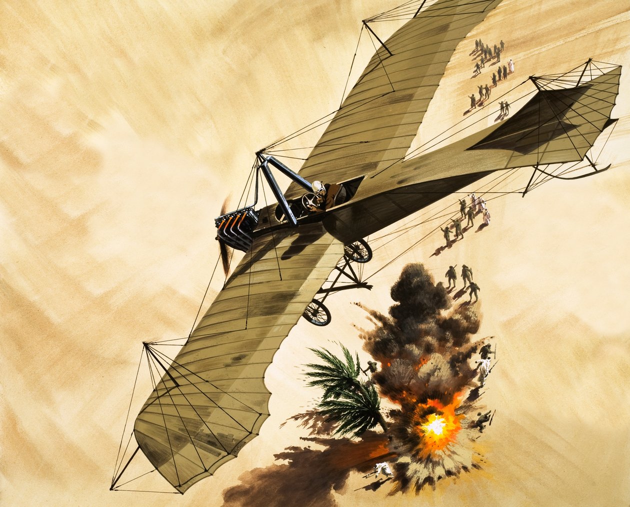 1911-ben Giulip Gavotti hadnagy volt az első ember, aki bombát dobott le repülőgépről. alkotó: Wilf (20th century) Hardy