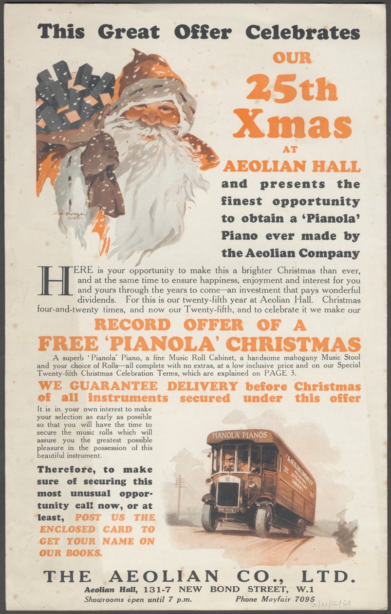 Aeolian Company Pianolas, 1920-as évek alkotó: Wilfred Fryer