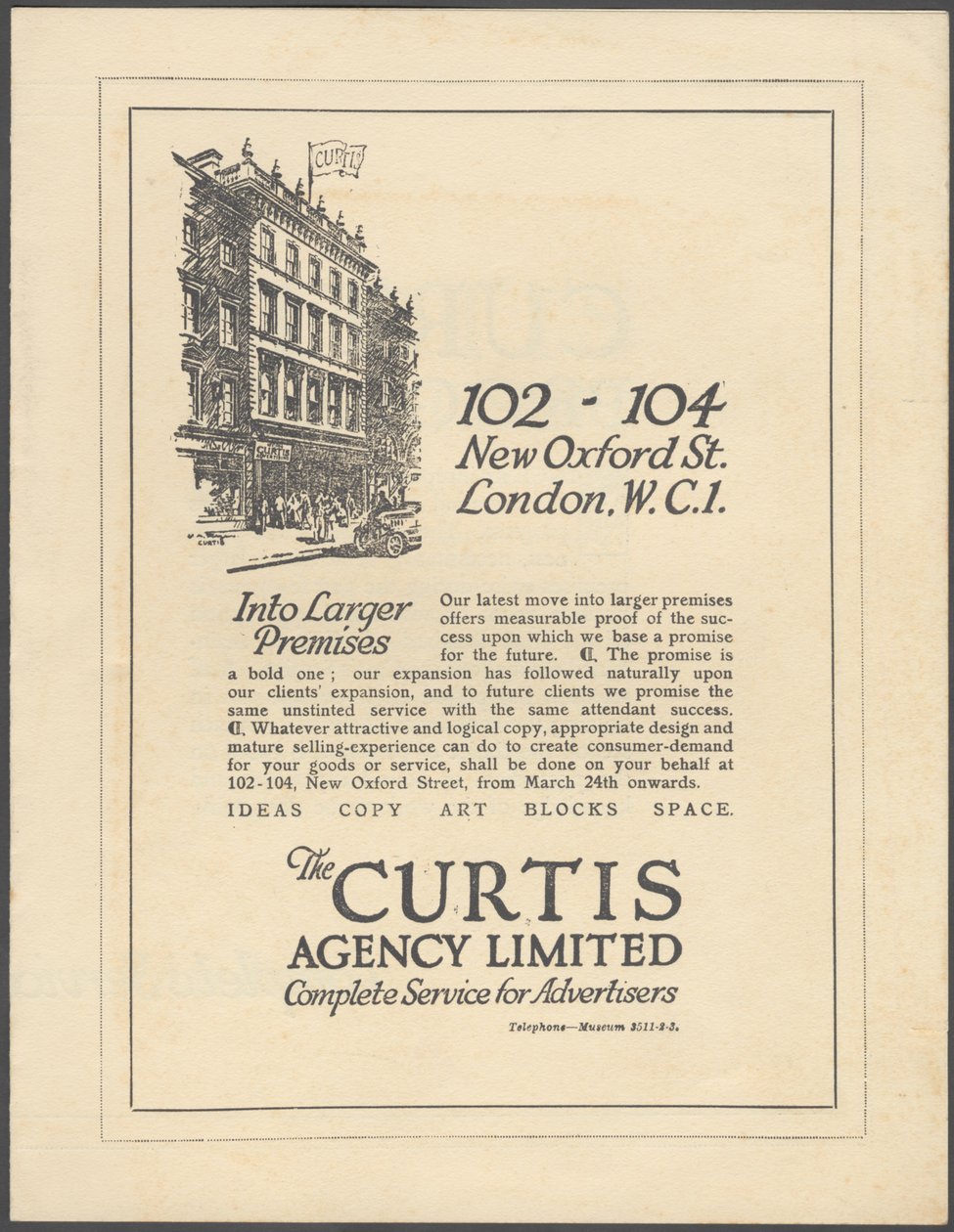 Curtis Reklámügynökség, 1920-as évek alkotó: Wilfred Fryer