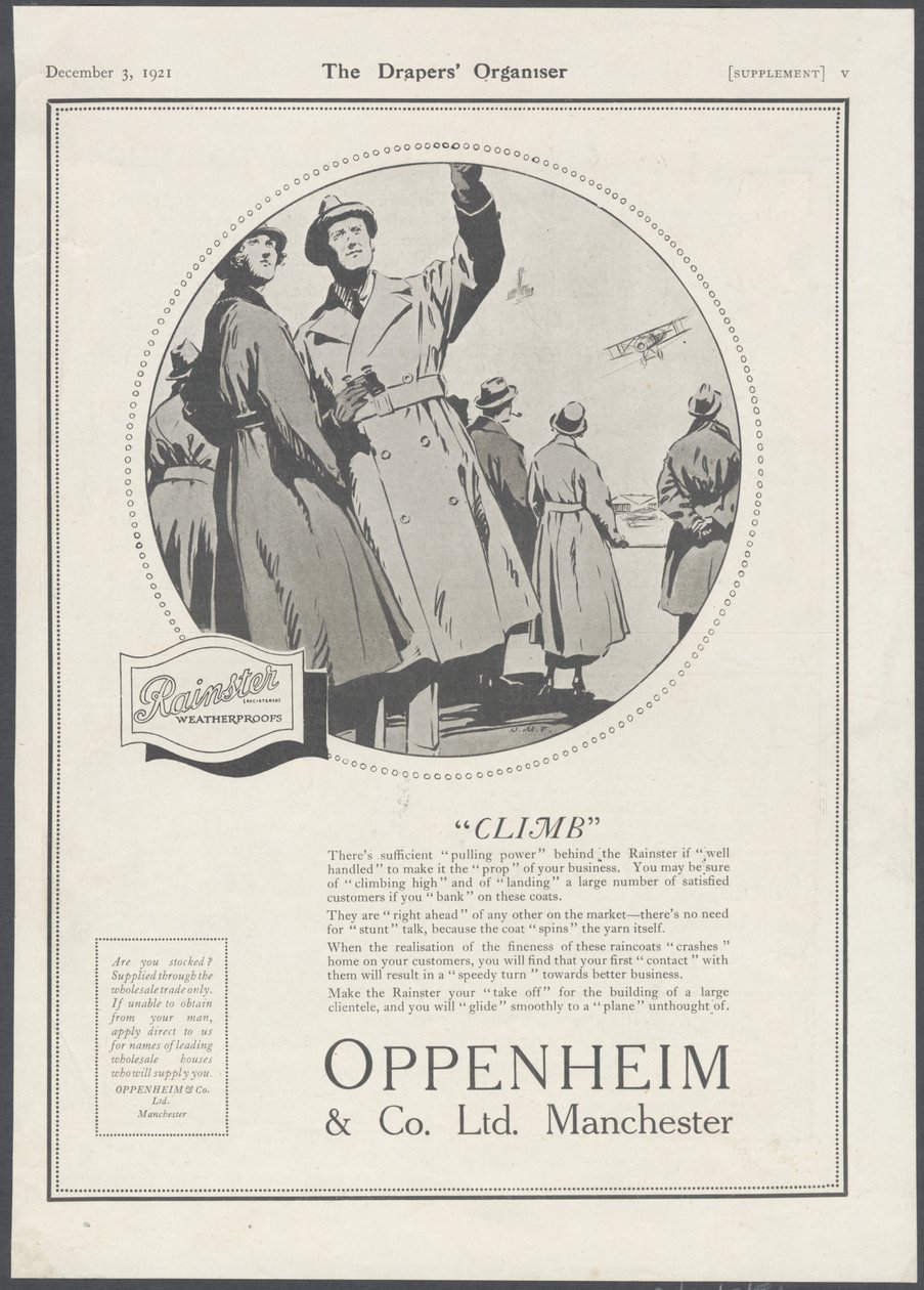 Oppenheim & Co Menswear, 1929 alkotó: Wilfred Fryer