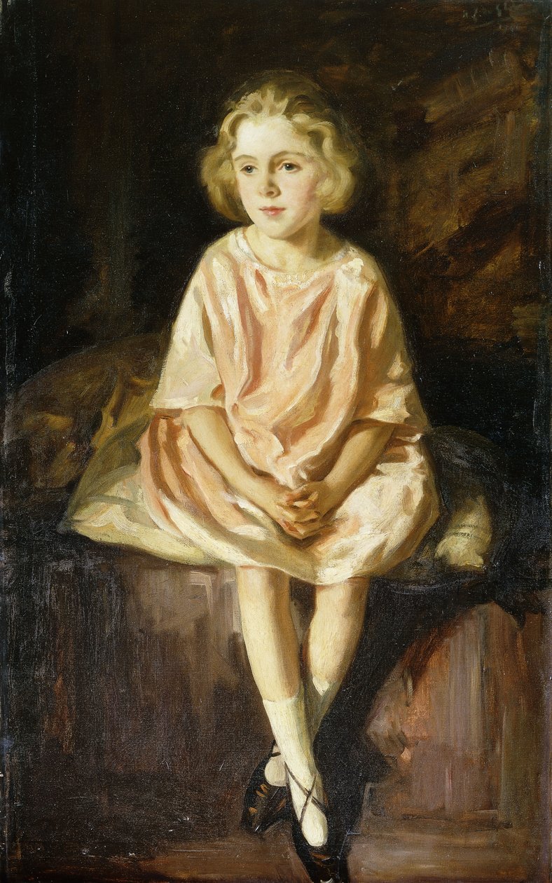 Rózsaszín ruhában ülő Vincent kisasszony portréja alkotó: Wilfred Gabriel de Glehn