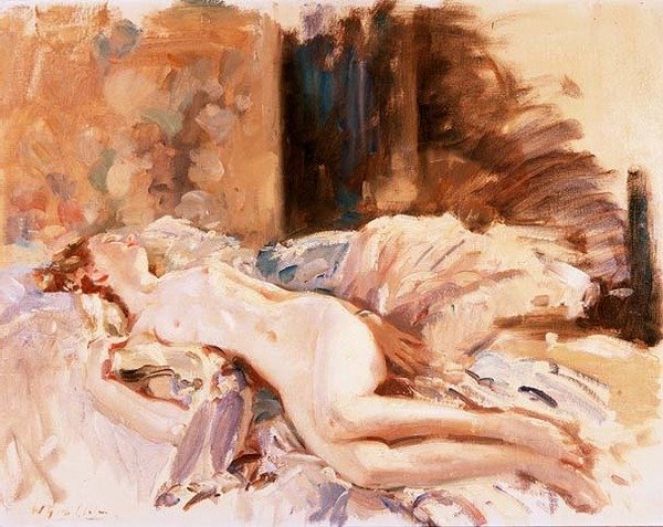 Fekvő meztelen alkotó: Wilfred Gabriel de Glehn
